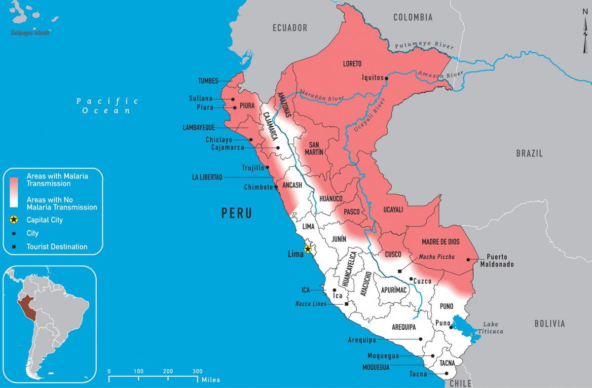 карта Перу са маларије