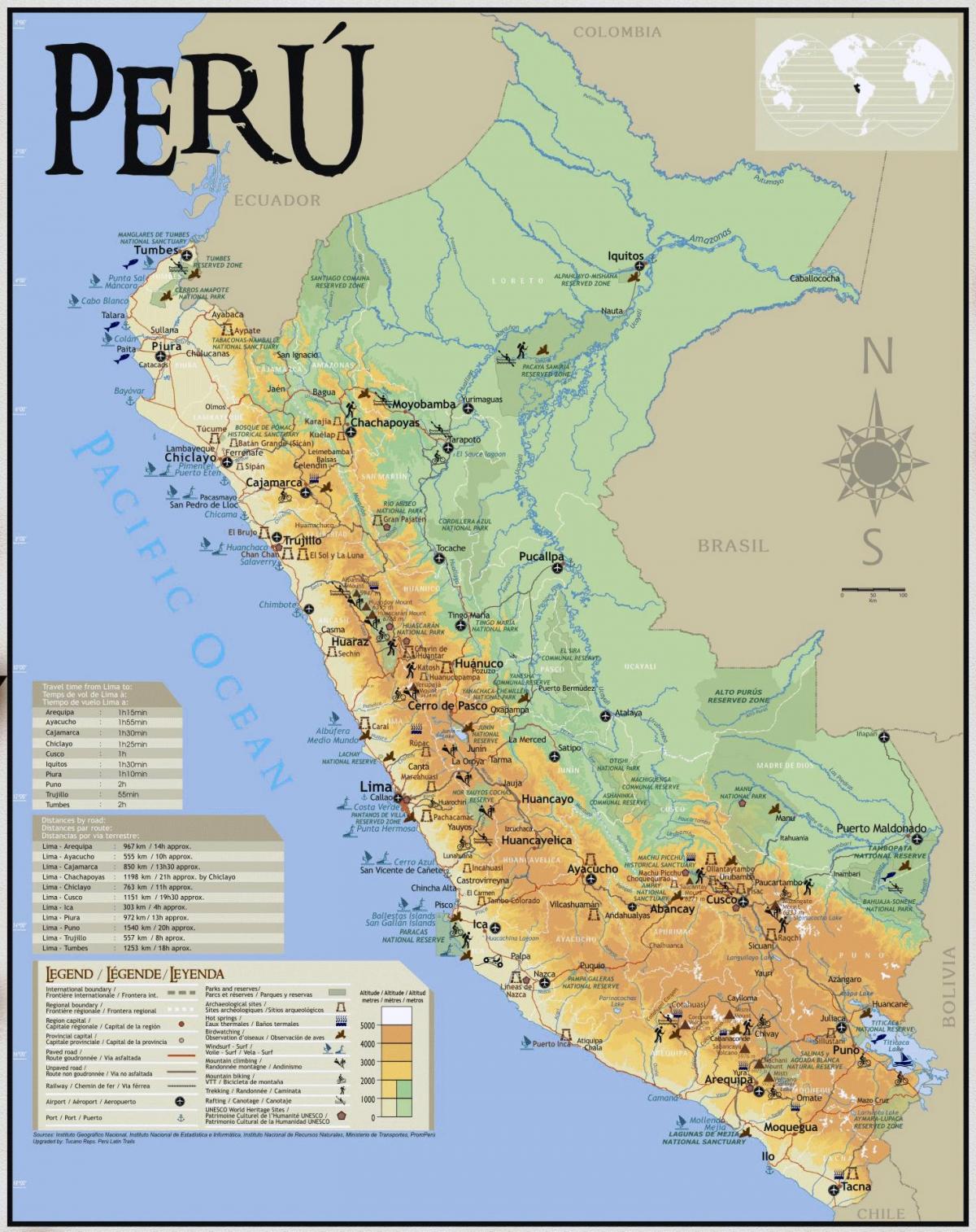 карта Перу путовања