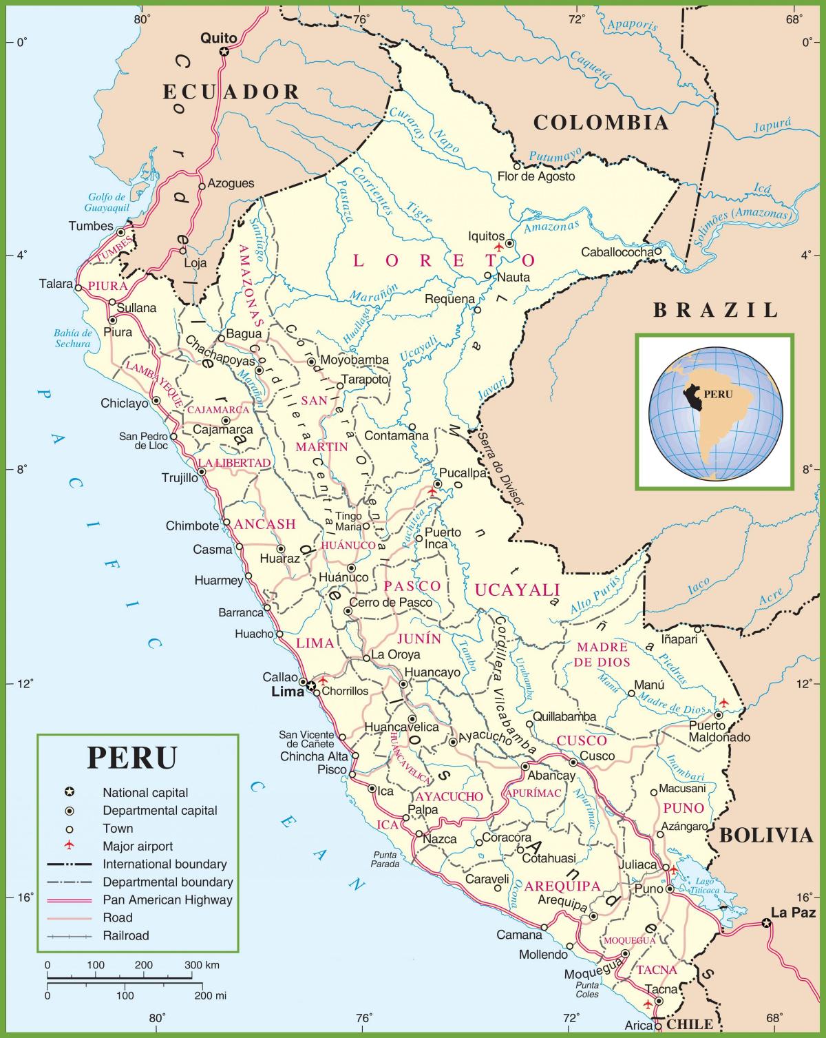 карта политичка карта Перу