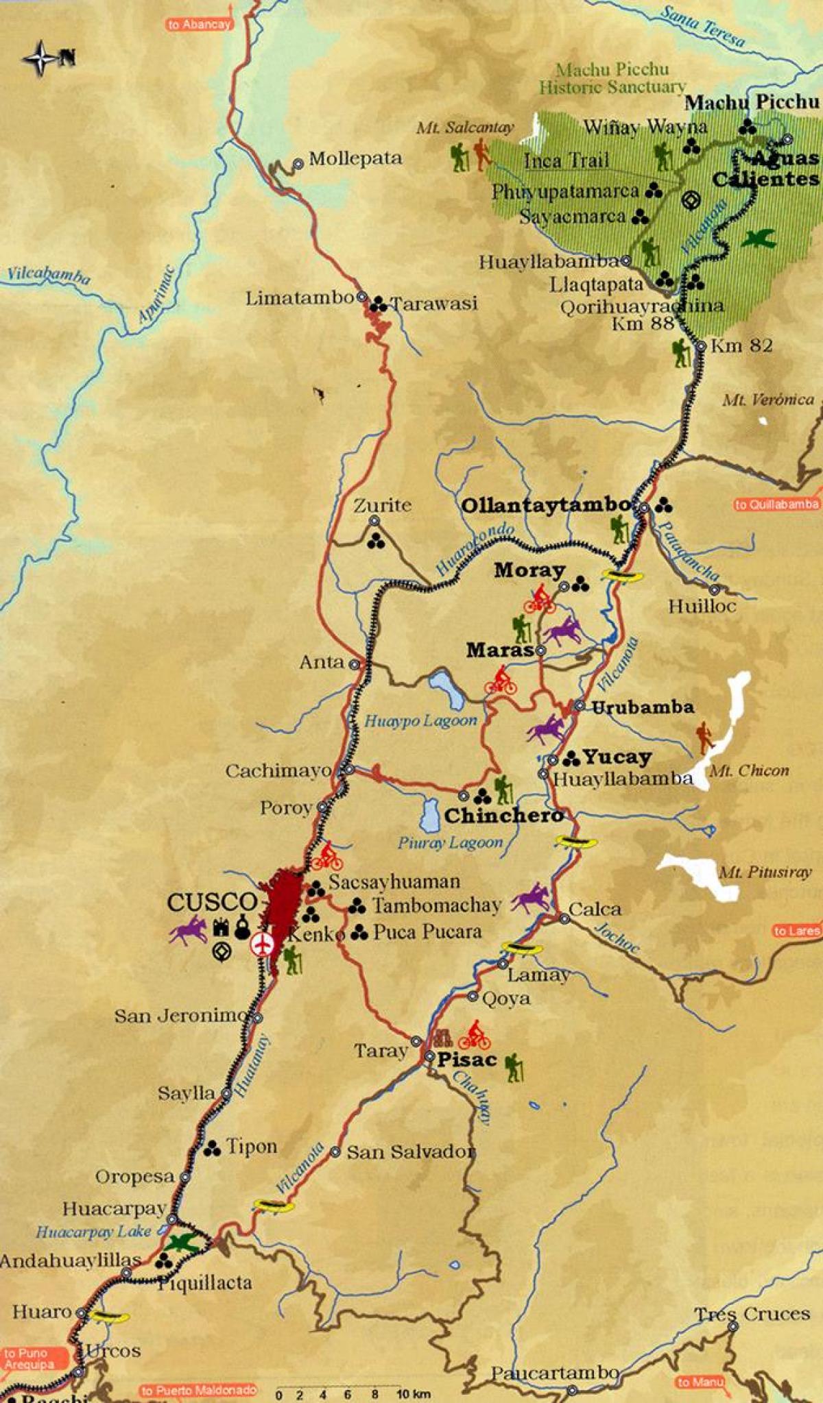 мапа свете долини Куско, Перу