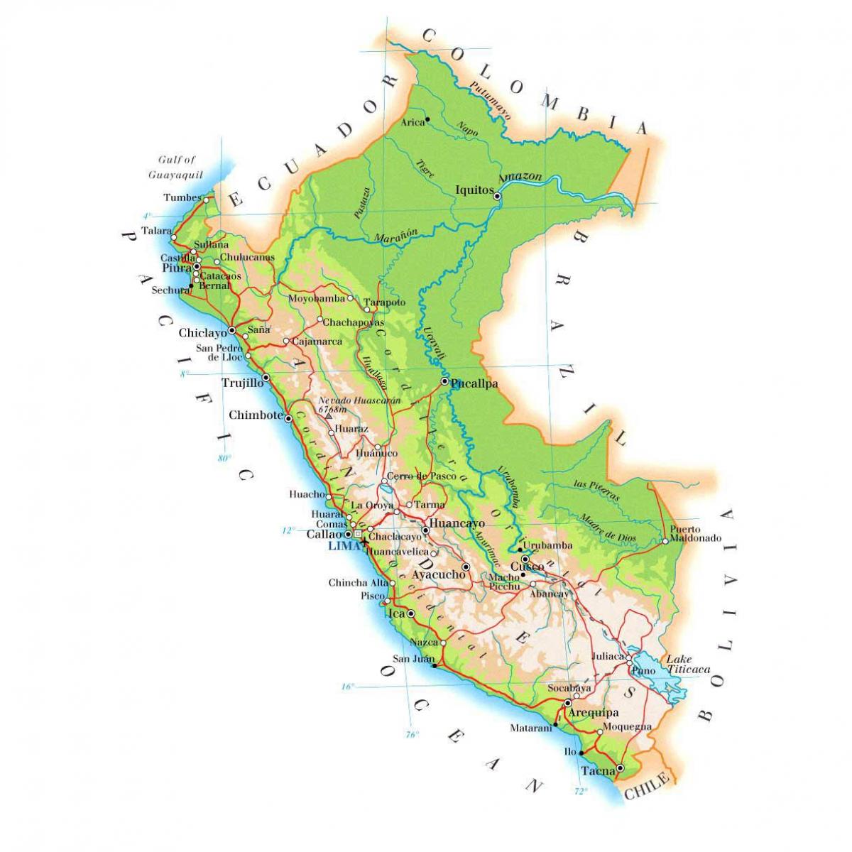 карта физичка карта Перу
