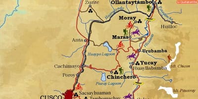 Мапа свете долини Куско, Перу